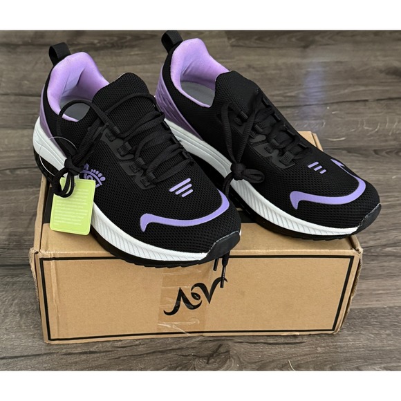 AOV Arch Black Purple Tennis Shoes 8.5 NEW Arch Support - Picture 1 of 3